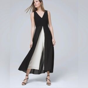 White House Black Market Black and White Jumpsuit With Overlay